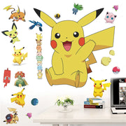 Cartoon Pikachu Wall Stickers For Kid's Rooms Kindergarten Living Room Bedroom DIY Wall Decoration Animated Poster Bedroom Decor