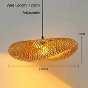 Handmade Vintage Bamboo Weaving LED Pendant Light Rattan Woven Chandelier for Living Room Kitchen and Home Decor Hanging Lamp