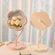 1Pcs Flower Shaped Mirror Decorative Mirrors Makeup Mirror With Jewelry Hair Accessories Tray Tabletop Mirror Home Decor