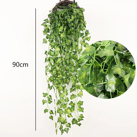 2PCS 80cm Artificial Hanging Plants Fake Hanging Plant Faux Eucalyptus Leaf Greenery Vine Outdoor UV Resistant Plastic Plants