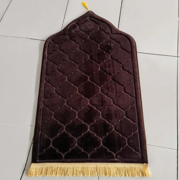 Flannel Prayer Mat Worship Blanket Worship Kneel Embossing Floor Carpets Non-slip Soft Portable Travel Prayer Rug Ramadan Gift