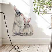 1PC Two Cute Rabbits Self-adhesive Wall Sticker Rabbit Child Bedroom Wallpaper DIY Living Room Wall Decal Decor Wall Stickers