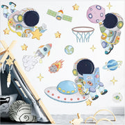 3D Creative Planetary Astronauts Wall Sticker Home Decor Cartoon Kids Room Bedroom Period Print Decal Mural Art Sky Poster Gift