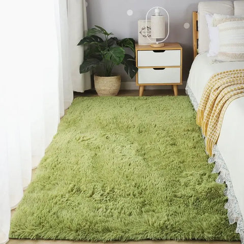 Plush Carpet Living Room Sofa Coffee Table Rug Green Pink Fluffy Soft Blankets Area Rugs Children's Room Non-Slip Mat Home Decor