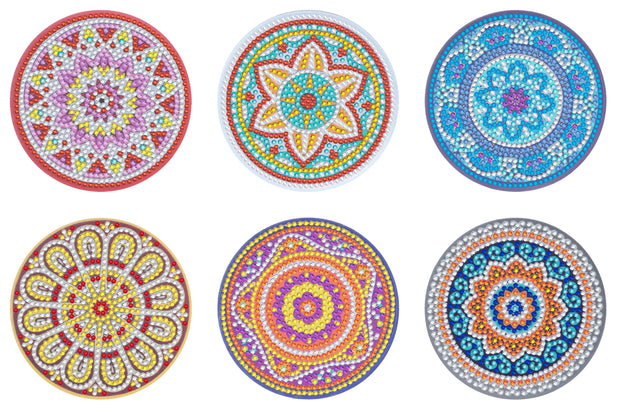 CHENISTORY 6 Pcs Diamond Painting Coasters with Holder, Mandala Diamond Art Coasters Diamond Small Painting Kits Art Craft