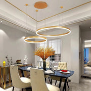 Modern LED Home Deco Chandelier Ring Light Circle Fixtures For Home Living Ceiling Pendant Lamp Gold Black Coffee Hanging Lamp