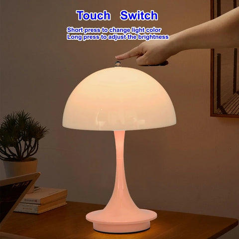 Mushroom  Portable LED Table Lamp USB Wireless rechargeable Touch Night Light Mood Desk Lamp for Christmas Bedside Decor