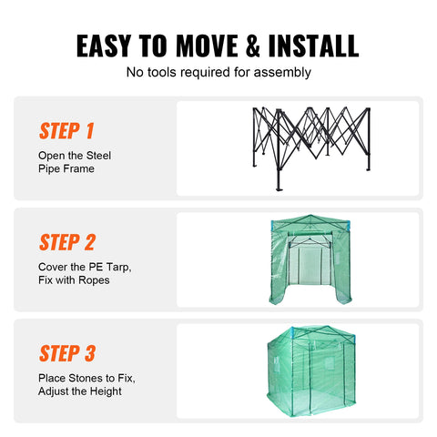 VEVOR Pop Up Greenhouse Outdoor Simplicity Pop-up Green House High Strength PE Cover for Garden Backyard Planting and Storage