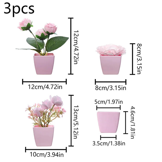 (A set of 3PCS) Simulated Mini Potted Plants Suitable For Decorating Homes, Restaurants, Tabletops, Windowsills, And Bookshelves