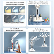 Rechargeable Table Lamp for Study, Desk Lamp Reading Light Led Table Light with Fan, Led Clock Dispaly Reading Lamp