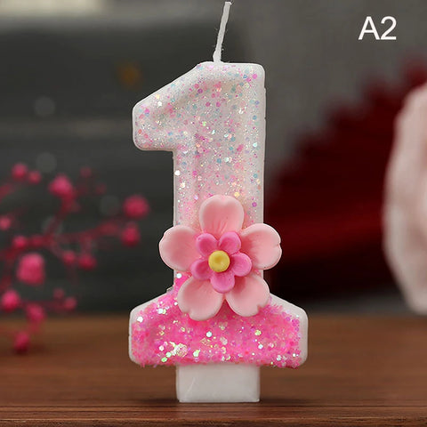 Birthday Candle Cake Topper Colour Changing Creative Number 0-9 Candle Flowers Digital Candles Girl Birthday Party Decoration