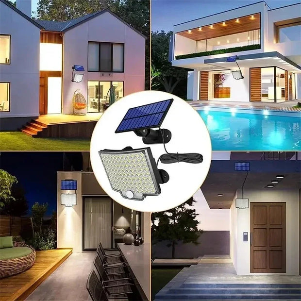 Solar Powered LED Wall Lights Split Type Garage Courtyard Lighting Super Bright Waterproof Human Body Sensing Street Lights