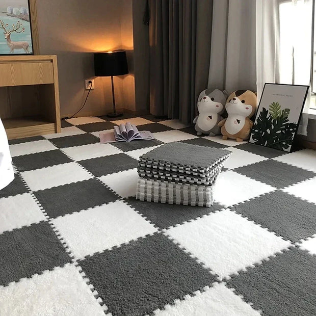 30x30cm Plush Puzzle Foam Floor Mat Creative Fashion Carpet Square Interlocking Carpet Fluffy Area Rugs