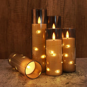 Set of 10/20 Flameless Candles w/ Embedded Star String LED Pillar Candle with Timer Remote Control For Home Indoor Wedding Decor