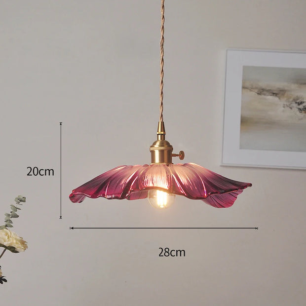 Vintage Pendant Lights Flower Glass Hanging Lamps Home Decoration Lighting Living Room Bedroom Bedside Light Fixture Indoor Shop