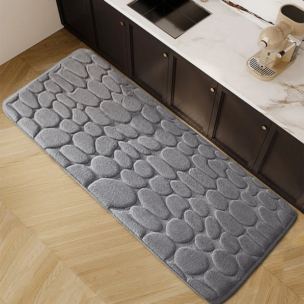 1pc Chic Cobblestone Design Kitchen Mat Soft Washable Anti-Skid Absorbent Home Decor Decor Rug