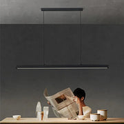 Nordic Minimalist Dining Table Pendant Lamp Modern Kitchen Bar Chandelier Black White Office Long Strip Hanging Light Fixture