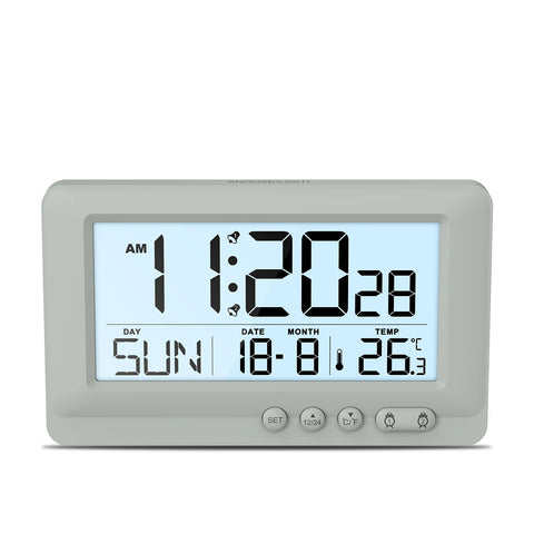 ORIA Travel Alarm Clock LCD Display Digital Clock with Dual Alarms Portable Alarm Clock With Calendar for Bedroom Office Travel