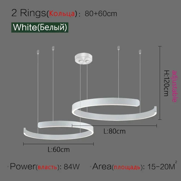 Mininalist Circle Rings Ceiling Chandeliers Hanging Pendant Lighting for Living Room Staircase Hotel Decor Art Suspension Lustre