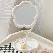 1Pcs Flower Shaped Mirror Decorative Mirrors Makeup Mirror With Jewelry Hair Accessories Tray Tabletop Mirror Home Decor