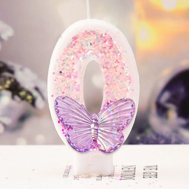 0-9 Number Cake Candles Party Supplies Purple Butterflies Candles Accessories Cake Shop Props Valentine's Anniversary Candles