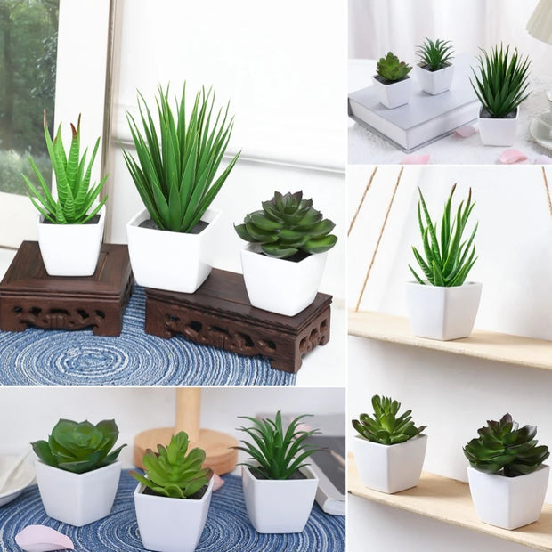 (A set of 3PCS) Simulated Mini Potted Plants Suitable For Decorating Homes, Restaurants, Tabletops, Windowsills, And Bookshelves