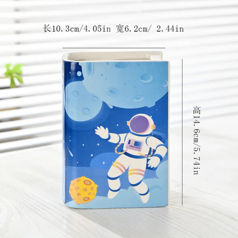 Starry Sky Astronaut Ceramic Book Model Vase Ins Style Creative High-end Home Decoration Ornaments Living Room Flower Vases Home