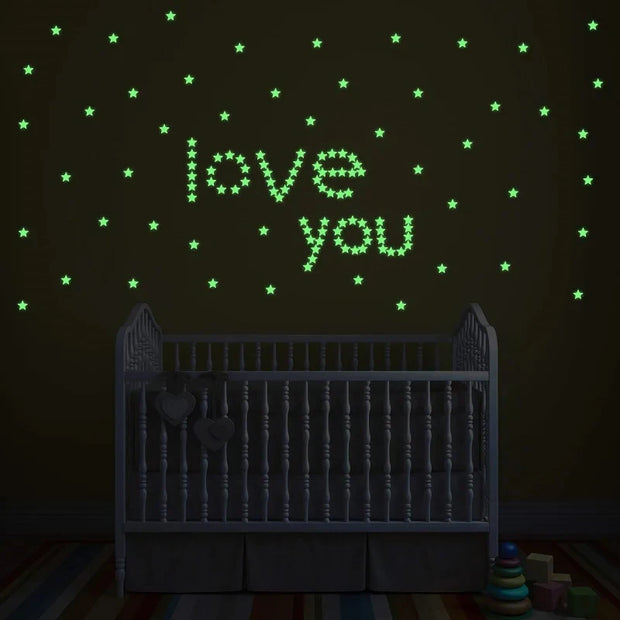 100pcs Luminous Wall Stickers Star Decoration Stickers Children's Room Decoration Stickers Christmas Decoration