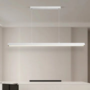 Nordic Minimalist Dining Table Pendant Lamp Modern Kitchen Bar Chandelier Black White Office Long Strip Hanging Light Fixture