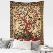 Retro Flower and Bird Tree Tapestry Wall Hanging Abstract Art Mysterious Witchcraft Hippie Dormitory Living Room Home Decor