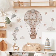 Cartoon Hot Air Balloon Animals Bear Rabbits Wall Stickers for Kids Room Boy Room Decoration Nursery Baby Room Decoration Decal