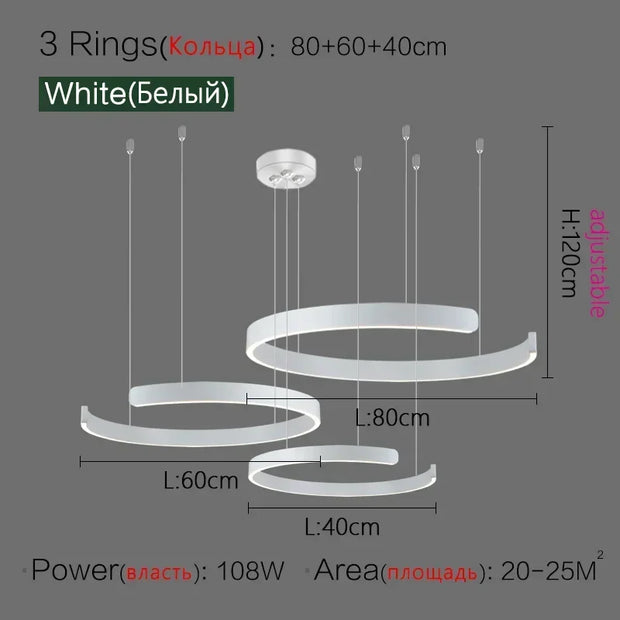 Mininalist Circle Rings Ceiling Chandeliers Hanging Pendant Lighting for Living Room Staircase Hotel Decor Art Suspension Lustre