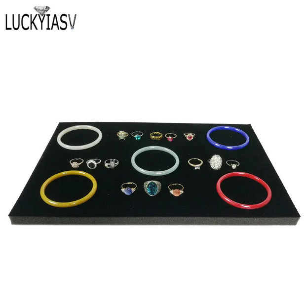 1 Pc Jewelry Foam Tray DIY Inserts Liners Grey/Black Velvet Jewellery Rings Bracelet Watch Showed Case Earrings Hole Tray