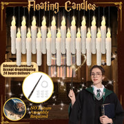 Halloween LED Floating Candles Magic Wand Remote Hanging Operated Potter Harries Battery Floating Candles Warm Light Decoration