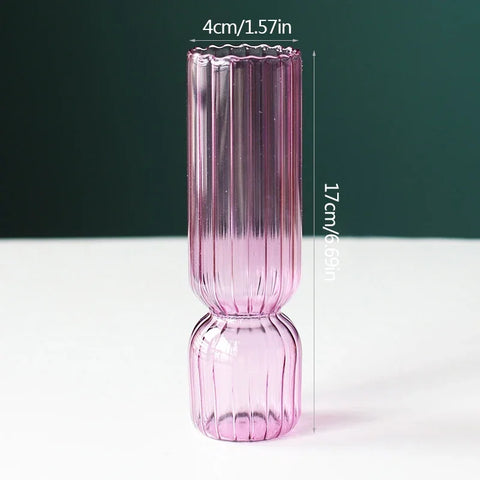 Transparent Stripe Glass Vases Flower Bottle Hydroponic Plant Pot Wedding Party Flower Arrangement Container Home Table Decor