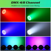 4/8PCS 18x10W RGBW 4-in-1 LED Par Lights Voice control Stage Effect Light Infinite Mixing &Rainbow Effect Disco Projection Light