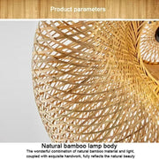 Handmade Vintage Bamboo Weaving LED Pendant Light Rattan Woven Chandelier for Living Room Kitchen and Home Decor Hanging Lamp