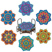 CHENISTORY 6 Pcs Diamond Painting Coasters with Holder, Mandala Diamond Art Coasters Diamond Small Painting Kits Art Craft