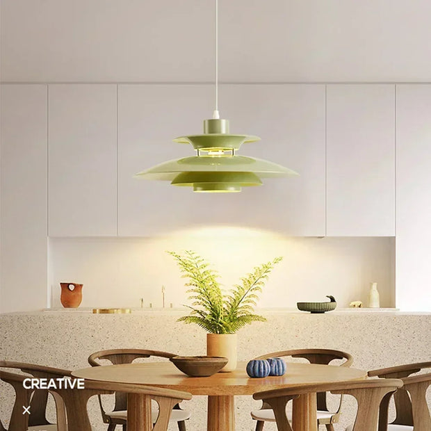 Danish UFO Hanging Lamp Nordic LED Dining Table Pendant Light Minimalist Indoor Living Room Decoration Restaurant Bar Chandelier