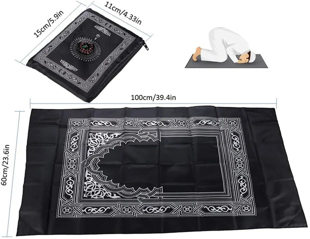 Portable Prayer Pocket Prayer Rug Islamic Gift Muslim Waterproof Praying Rug with Compass Travel Praying Blanket 100*60cm