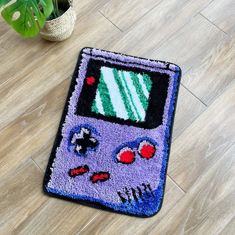 Purple Games Console Tufted Rug Funny Childhood Memories Rug Cute Flocking Carpet Floor Pad Anti Slip Doormat Aesthetic Home Pad