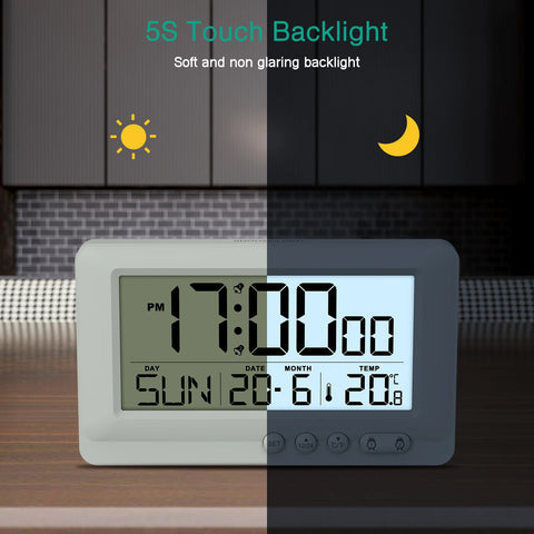 ORIA Travel Alarm Clock LCD Display Digital Clock with Dual Alarms Portable Alarm Clock With Calendar for Bedroom Office Travel