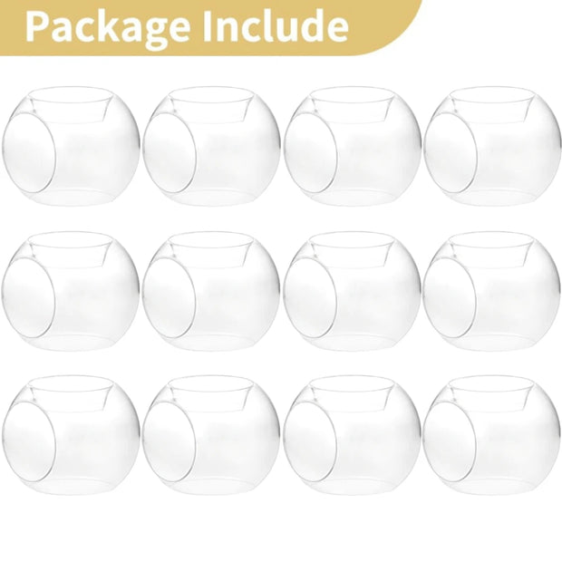 6/12Pcs Transparent Round Hollow Glass Candle Holder Christmas Wedding Banquet Bar Party Wax Holder Candlesticks Home Decoration