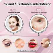 9 Inch Makeup Mirror With Light USB Charging 10X Magnifying Double Mirrors For Makeup 360 Degrees Table Standing Cosmetic Mirror