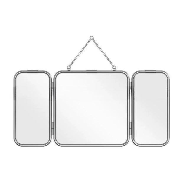 Square Modern Minimalist Metal Trifold Mirror Stainless Steel Wall Mounted Mirror Bathroom Dressing Table Decorative Mirror