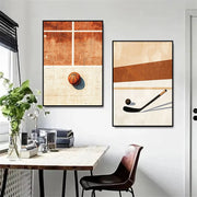 Retro Sports Basketball Baseball Soccer Golf Brown Poster Print Canvas Painting Minimalist Wall Art Picture for Room Home Decor