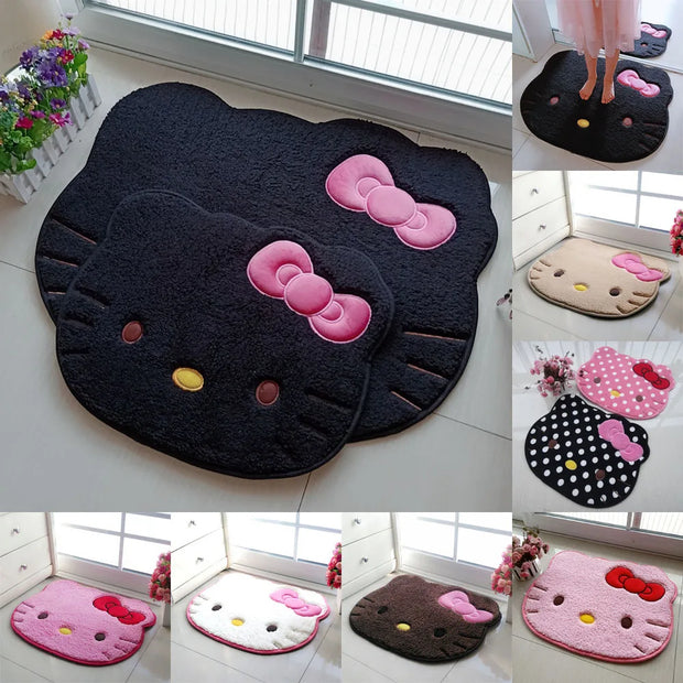 50x60cm Kawaii Hello Kitty Cartoon Rug Anime Kt Cat Plush Floor Mat Bathroom Non-Slip Carpet Car Cushion Soft Living Room Decor