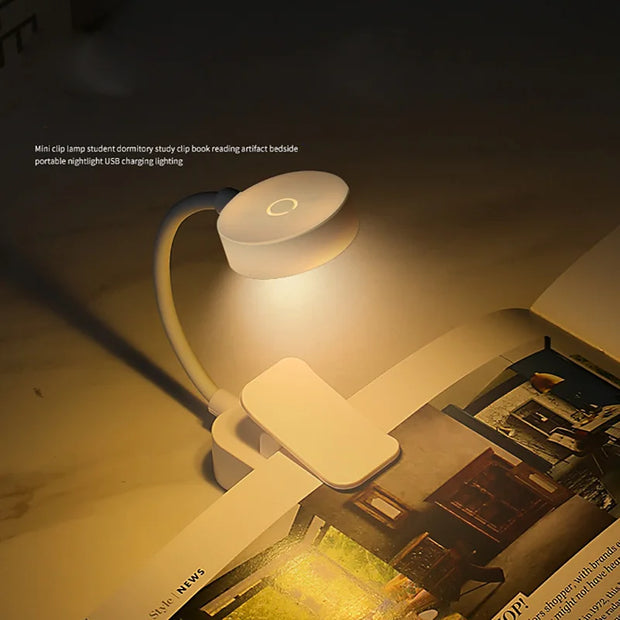 Portable LED Book Lights Eye Protection Night Light Mini 360°Clip-On Desk Reading Battery Lamp Travel Bedroom