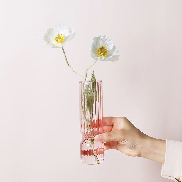 Transparent Stripe Glass Vases Flower Bottle Hydroponic Plant Pot Wedding Party Flower Arrangement Container Home Table Decor