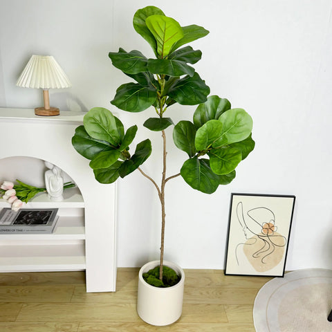 70/135cm Artificial Ficus Tree Branches Large Banyan Leaves Fake Rubber Plant Plastic Tall Plant Landscape For Home Garden Decor